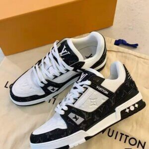 Louis Vuitton Trainer Sneaker Black and White US 13